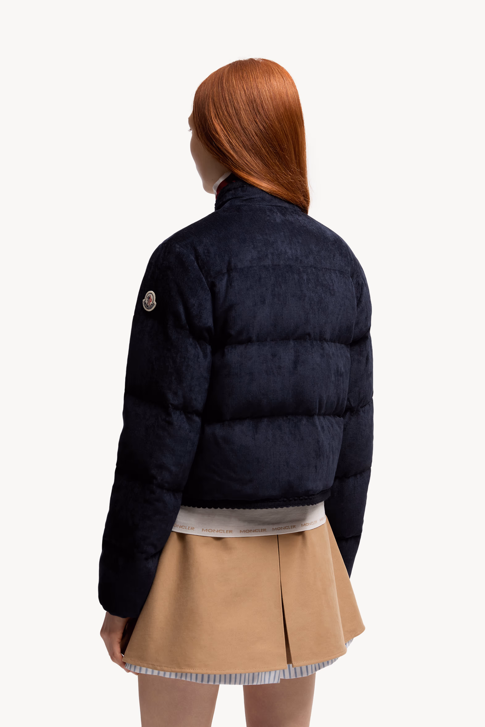 Essarts Braided Trim Corduroy Short Down Jacket Women Blue Moncler 5
